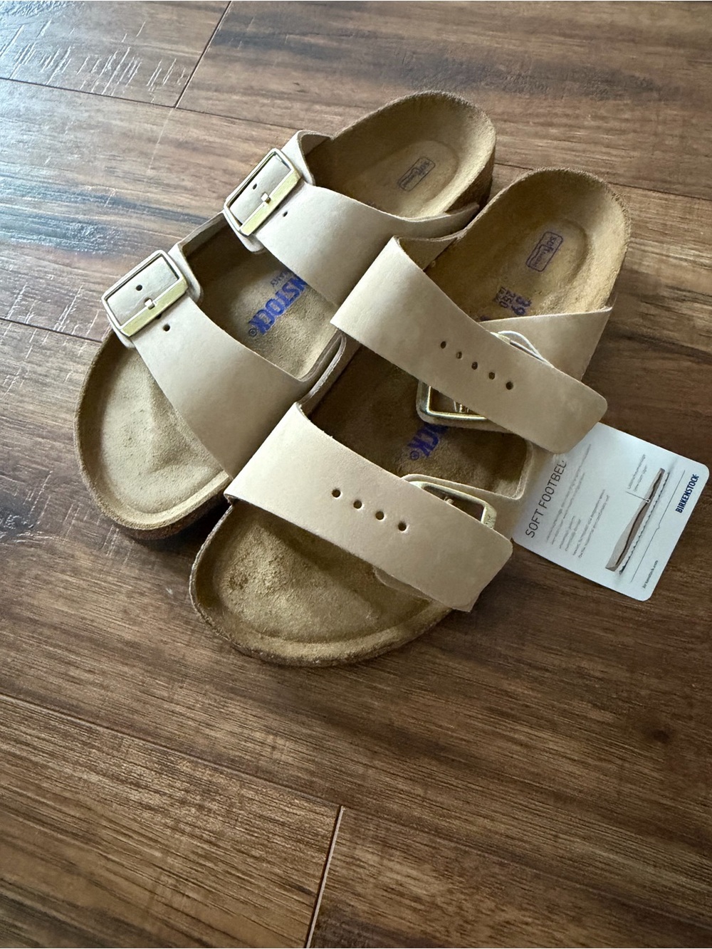 Birkenstock Women's Arizona Soft Footbed Sandals, Sandcastle, size 8-8.5 M US